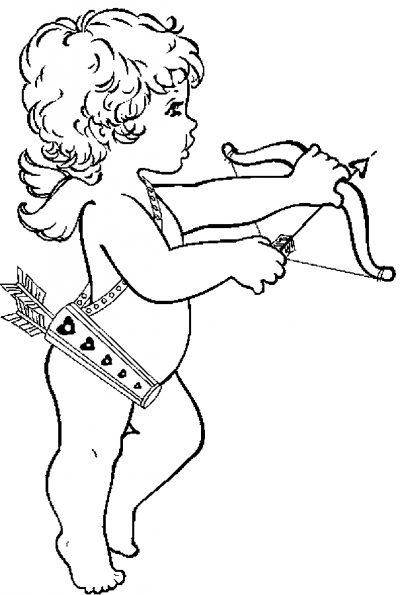 Cupid Shooting Arrow Coloring Page