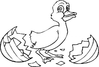 Easter Duck Hatching Coloring Page