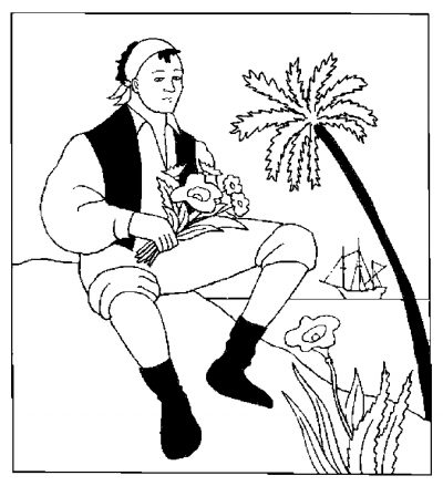 Sailor Picking Flowers Coloring Page