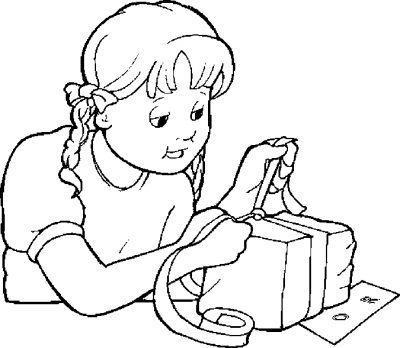 Wrapping Gift For Mom Coloring Page