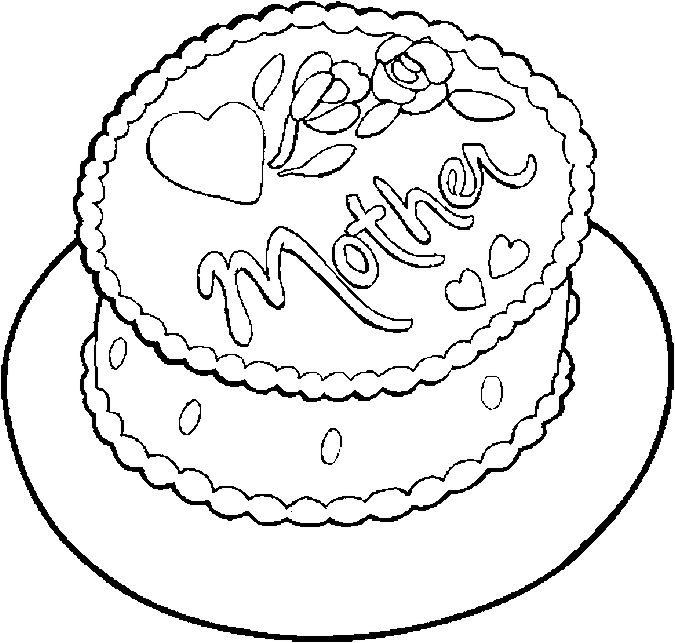 Cake For Mother Coloring Page