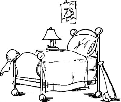Bed &#8211; Baseball Fan Coloring Page