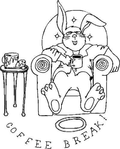 Bunny &#8211; Coffee Break Coloring Page