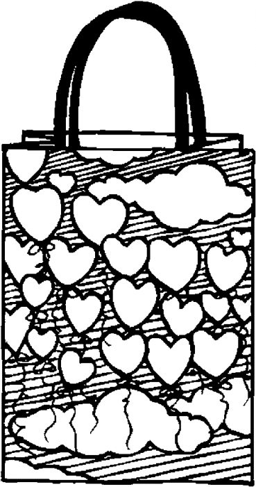 Gift Bag &#8211; Hearts Coloring Page