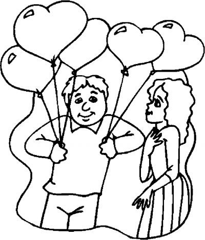 Gift &#8211; Balloons Coloring Page