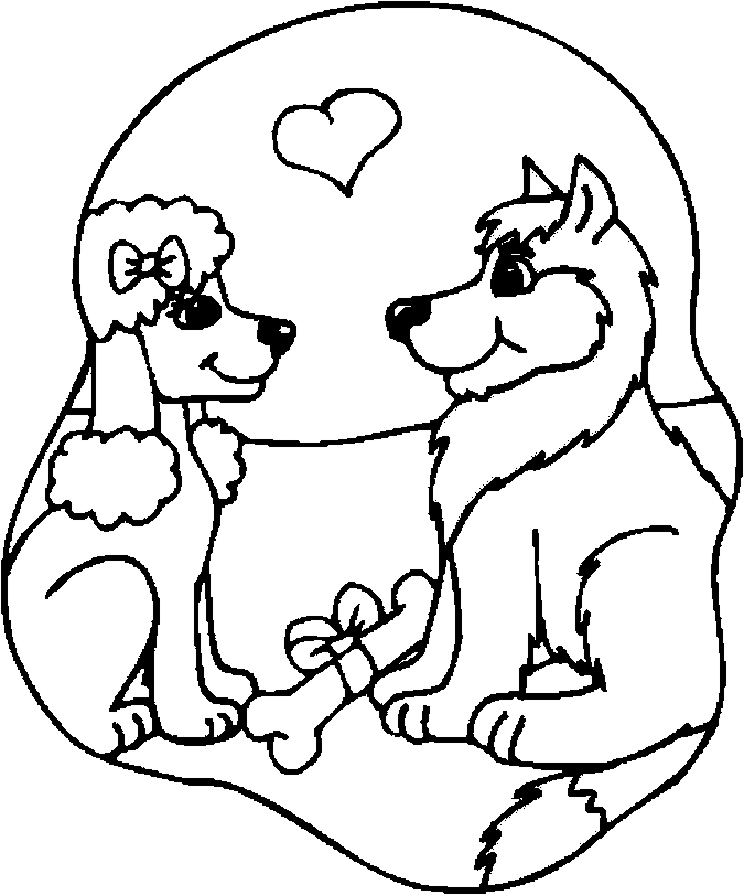 Lovers &#8211; Dogs Coloring Page