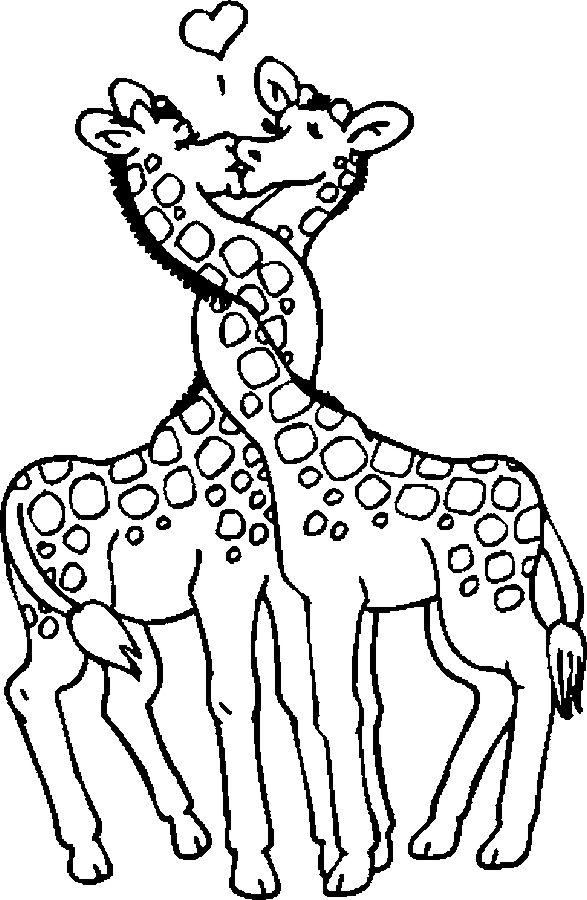 Lovers &#8211; Giraffes Coloring Page