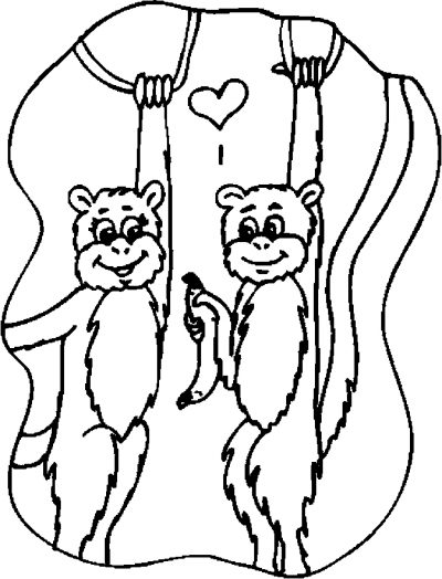 Lovers &#8211; Monkeys Coloring Page