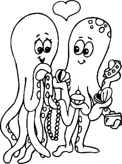 Lovers &#8211; Octopi Coloring Page