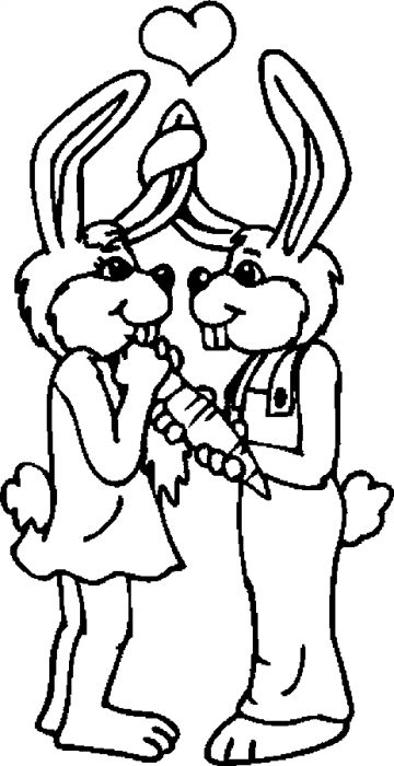 Lovers &#8211; Rabbits Coloring Page