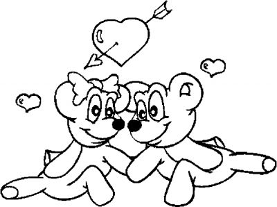 Lovers &#8211; Teddy Bears Coloring Page