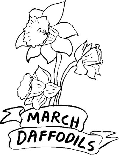 March &#8211; Daffodils Coloring Page